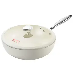 Maxcook Poêle à frire antiadhésive en aluminium moulé sous pression et céramique MCC7504 - 32 cm - Blanc