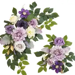 Wei's Moment Hochzeitsbogen Blumen (2er-Pack) Willkommensschild Blumen Hintergrund Girlande für Zeremonie Empfang Wand Staffelei Heimdekoration Eingang Kunstblumen Outdoor-Tafel Dekoration (Flieder & Creme)