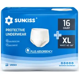SUNKISS TrustPlus Inkontinenz Pants für Erwachsene, Saugfähige Windelhosen mit Elastischen Bündchen für Männer und Frauen, Diskreter Auslaufschutz bei Blasenschwäche, Größe XL, 16 Stück