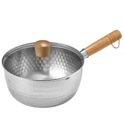 COOKER KING Kochtopf aus Edelstahl mit Antihaftbeschichtung und Glasdeckel, zwei seitliche Ausgießer für einfaches Ausgießen, 18 cm