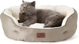 BEDSURE Waschbare doppelseitige Innenauslage für Katzennest, Katzeneinstiegskorb, Katzenbett – Haustierkissen – für Katzen und kleine Hunde – Größe M – 63 x 53 x 20 cm – Camel