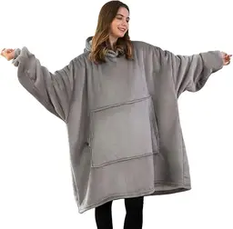 Good Nite Blanket with Sleeves Hoodie Blanket with Sleeves Women’s Oversized Hoodie with Pockets Sherpa Snuggle Blanket Gray