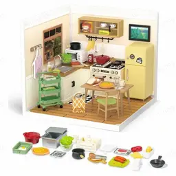 Robotime Rolife Happy Meals Kitchen DIY Miniature House Kit 16.3 x 16.3 x 15.2 cm 1PC