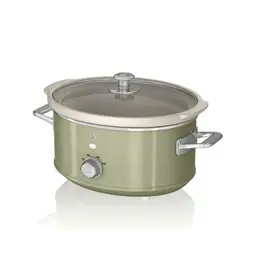 Swan 3.5L Retro Slow Cooker - Retro Green, 200W, with 3 Temperature Settings, Keep Warm Function, SF17021GN