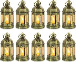 Small Lanterns with LED Candles Set of 10