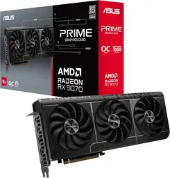 ASUS Prime Radeon RX 9070 OC Edition 16 GB GDDR6 Gaming-Grafikkarte (AMD Radeon Radeon RX9070, PCIe 5.0, 1x HDMI 2.1b, 3x DisplayPort 2.1a, 2,5-Slot-Design, PRIME-RX9070-O16G)