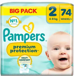 Pampers Premium Protection New Baby Size 2 Mini (4-8 kg) Big Pack 74 Pieces