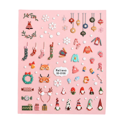 Autocollants pour Ongles en Gel de Noël Meowmagic Auto-adhésifs 5D Relief Décoration d’Ongles 5D-0330 1 Feuille