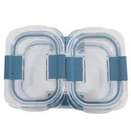  3-Piece Airtight Food Storage Containers BPA Free Stackable Kitchen Organization Blue     