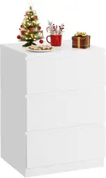 VASAGLE Kailyn Kollektion - Nachttisch mit Steckdosenleiste, Beistelltisch, 3 Schubladen, 2 AC-Steckdosen, 2 USB-A-Anschlüsse, modern, wolkenweiß LET631W14