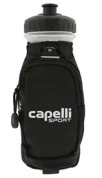 Pack de gourde d'eau de performance Grab and Go avec sangle de main réglable. Poche zippée. Carte JO et accents réfléchissants avec gourde HDPE de 500 ml.