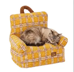 ZEZE Retro Checkered Pet Sofa, Soft & Comfortable, Indoor Dog & Cat Bed, 40 x 40 x 47 cm