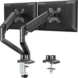 Monitor Mount 2 Monitors for 13-32 Inch Screens with VESA 75/100, Gas Lift 2 Monitor Mounts Tilts 180° Pivoting 180° Rotatable 360° Height Adjustable Monitor Arm 9 kg per Arm