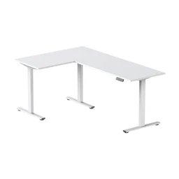 Loctek Corner Adjustable Desk-Single Motor-2 stage column-White OCM156 L