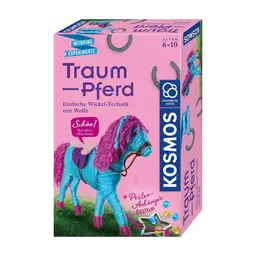 KOSMOS 65820 Traum-Pferd, Ein Wickel-Bastelset für Kinder zum Herstellen eines eigenen flauschigen Kuscheltier-Pferdes mit Sattel, für Kinder ab 6 Jahre