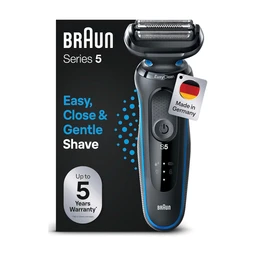 Braun Serie 5 Herren-Elektrischer Rasierer mit 50 Min. Akkulaufzeit und EasyClean, Trockenrasierer, Nass & Trocken, wasserdicht, Made in Germany, 51-B1000s, Blau