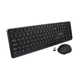 V7 CKW350UK Wireless Keyboard and Mouse Combo with Low-Profile Quiet Keys, Laser-Etched Caps, Silent 1600 DPI Mouse, and Single USB Receiver