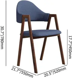 Homary Set of 2 Modern Linen-Upholstered Dining Chairs with Curved Back & Robust Carbon Steel Legs (Blue, 2-Pieces)