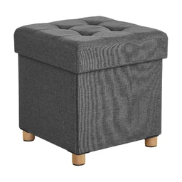 SONGMICS Bank mit Stauraum Schuhbank Klappbank Truhenkiste Schemel 38 x 38 x 40 cm für Wohnzimmer Schlafzimmer Dunkelgrau