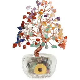 JU7CER 1 Stück Geldbaum: Legierungsmünzen & Diamantschalenbasis Kristall, Edelstein-Wohlstandsbaum, Weihnachtsglücksbringer, Dekoration für Büro, Zuhause & Feiertage, perfekt für Hochzeitsdekoration