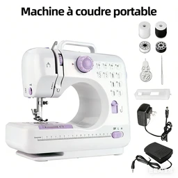 IAGREEA Mini machine à coudre pour débutants, petites machines à coudre avec stique arrière, machines à coudre portables, machine à coudre portable, machines à coudre multi-usage pour réparations et loisirs créatifs à la maison, 12 points de couture intégrés pour la couture domestique, débutants, YASM-505A