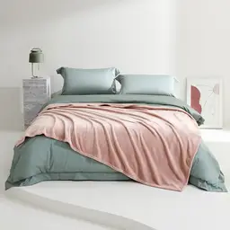 Luolai Couverture de nuit en velours à bords roulés ultra doux de classe A, rose