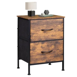 WLIVE Kommode, 2 Kommoden mit Schubladen, Stoffschubladen mit Auszügen, für Schlafzimmer, Flur, Wohnzimmer, Kinderzimmer, mit stabilem Stahlrahmen und Holzplatten, Vintage Braun
