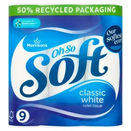 Morrisons Oh So Soft 9 Classic White Toilet Tissue