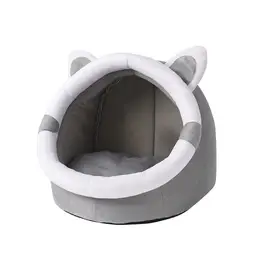 ochama Lit semi-fermé pour animaux de compagnie – Niche pour chat et chien, blanc, 45 x 43 x 38 cm