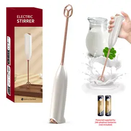 Cuisync Handheld Milk Frothers, Electric Milk Foam Maker with Stainless Steel Whisk, Battery Operated, High-torque 1W Motor, Inverted Stand-Up Design for Easy Storage, KJBQ-93J