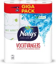 Nalys Vochtvangers keukenpapier 12 rol in 80% gerecycleerde folie