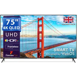 TeeView 75" QLED 4K HDR Smart Web OS TV-TV75DQW(Dolby Audio,Gaming Hub,Freeview Play)