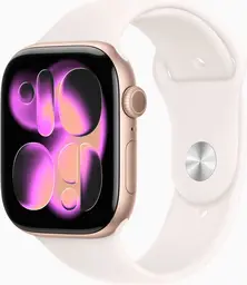 Apple Watch Series 11 GPS + mobiele connectiviteit 46 mm roségouden aluminium kast met lichtroze sportband - M/L
