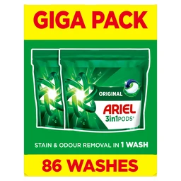 Ariel Laundry Detergent Liquid Pods Original 86 Washes