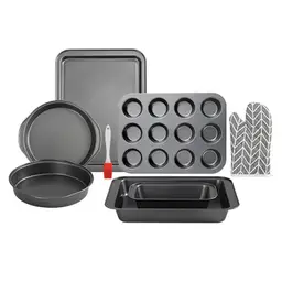 PURECOOK Carbon Steel Cake Mold Series | Gray | 8-Piece Non-Stick Square Cake Mold