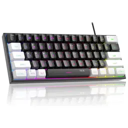 MageGee Mini 60% Gaming Keyboard, RGB Backlit 61 Key Ultra-Compact Keyboard, TS91 Ergonomic Waterproof Mechanical Feeling Office Computer Keyboards for PC, MAC, PS4, Xbox ONE Gamer(WhiteBlack)