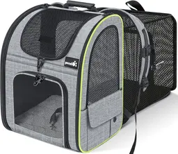 Pecute Cat Carrier Backpacks, Expandable Cat Backpack with Breathable Mesh, Pet Carrier Backpack for Cats Small Dogs Puppies Up to 17 Lbs, Dog Carrier Backpack Great for Travel Hiking Camping Outdoor