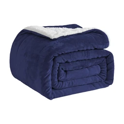 Good Nite Throw Blanket Sofa Cover Fluffy Fleece Blanket Sherpa Blanket for Sofas Bedspread Travel Blanket Soft Machine Washable (Navy Blue, 130x150cm)