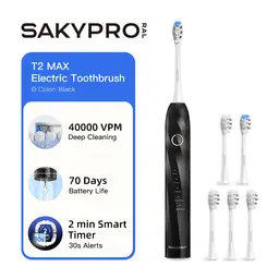 SAKYPRORAL Smart Electric Toothbrush, 6 Brush Heads w/Travel Case, AI Zone Cleaning Tracking, 5 Brushing Modes, 150-Day Battery, Smart Timer, Dental Hygiene Essentials
