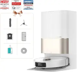 dreame X40 Ultra Komplett-Staubsaugerroboter mit Wischfunktion, 12.000Pa Saugkraft, 70℃ Wischmopp, Selbstreinigung, Automatische Entleerung, Automatische Nachfüllung, Anti-Verhedderung und Abnehmbare Bürsten