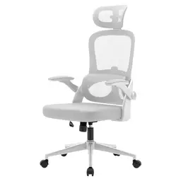 SIHOO M102C Ergonomic Mesh Office Chair, High Back desk chair with 3D Armrests, Up&Down Lumbar Support, Swivel Computer Task Chair, White Frame and Light Grey Mesh