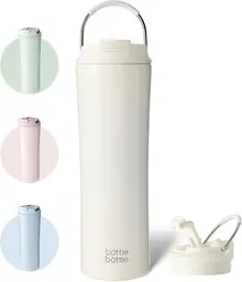 Bottle Bottle geïsoleerde thermobeker met deksel, rietje en handvat, lekvrij, wit, 680 ml, jaarwende-actie, topcadeauopties