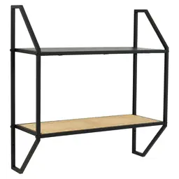 Interiors by Premier Wall Décor Depok Rattan Shelves Black/Natural