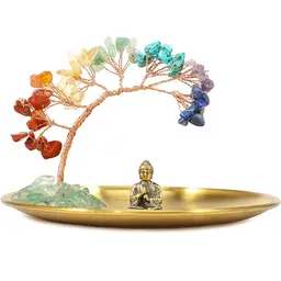 JU7CER 1 Stück Lebensbaum Buddha Kristallbaum – Geld anziehende Energie, Balance-Chakra-Dekoration für Glück und Wohlstand, Dekoration für Zuhause und Büro