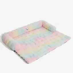 FunnyFuzzy Fluffy Plush Calming Dog Bed Sofa Protective Pet Mat Size L Multicolour