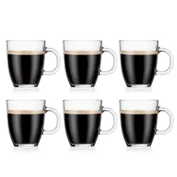 BODUM BISTRO Set of 6 - 350ml Coffee Glass Mugs