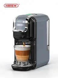 HiBREW 5-in-1 Multifunktions-Kaffeemaschine für Heiß- und Kaltgetränke, kompakt, mit ESE-Pads und gemahlenem Kaffee, für Cafeterien, 20 Bar, grau, Modell H2B, Variante Cappuccino Nes, Modellcode DG