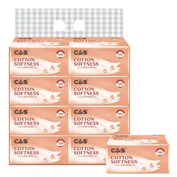 C&S Facial Tissues (Soft Embossed Soft), 3-Ply, 720 Sheets (90 Sheets * 8 Packs), 4D Embossed, Cottony Touch