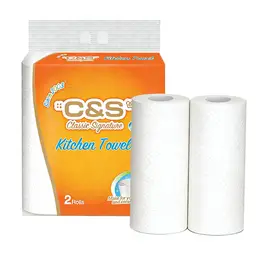 C&S Küchenpapier, 2-lagig, 140 Blatt (70 Blatt * 2 Rollen), Fett- und Wasserbindend, Küchen-Essential