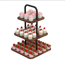 SRD Quadratischer Kuchenständer mit oberster Fläche in Vintage-Holzoptik, Neujahrssale, Top-Geschenkideen